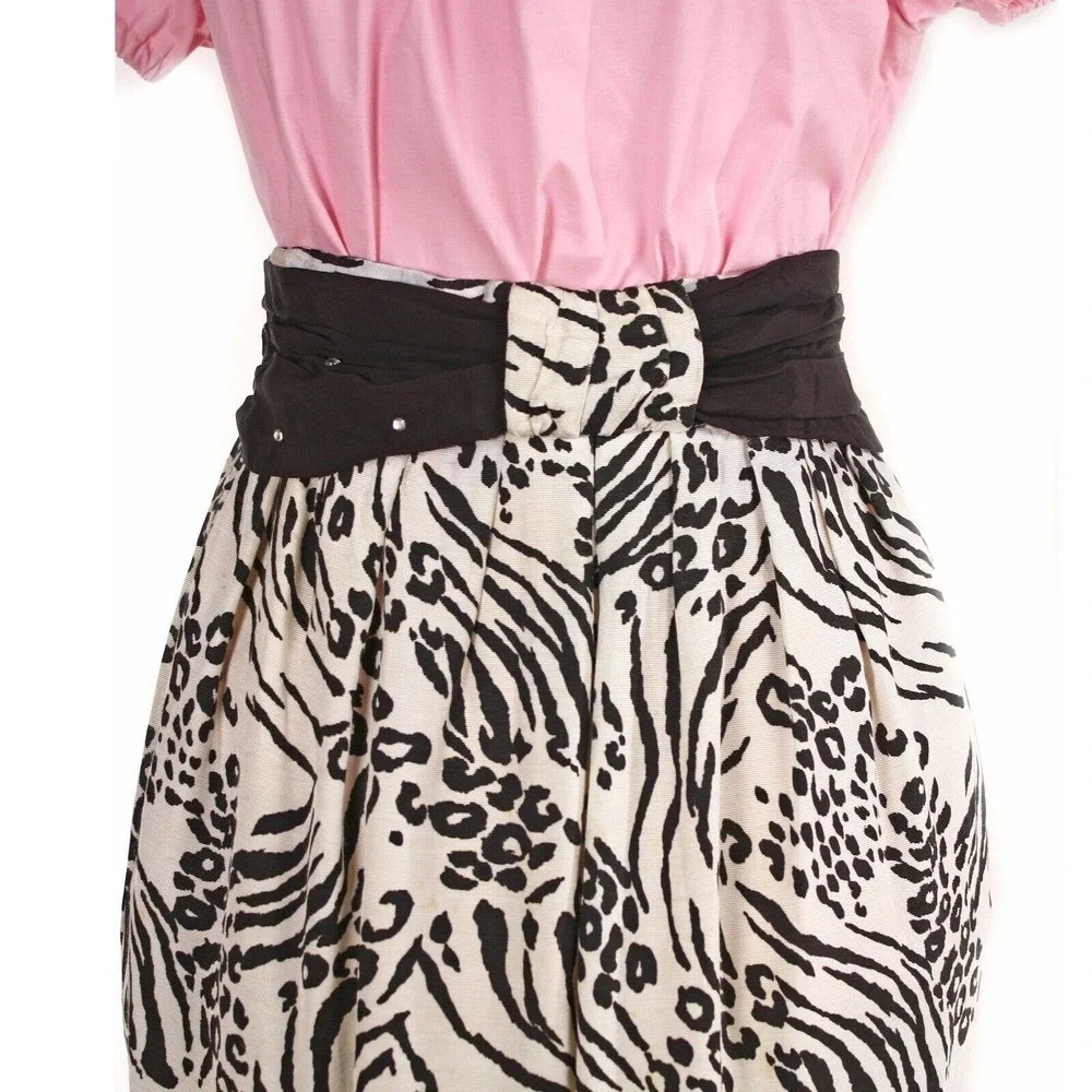 Vintage 80s Maren Pencil Skirt Wild Black & White Animal Print W26-29 - Hey Viv